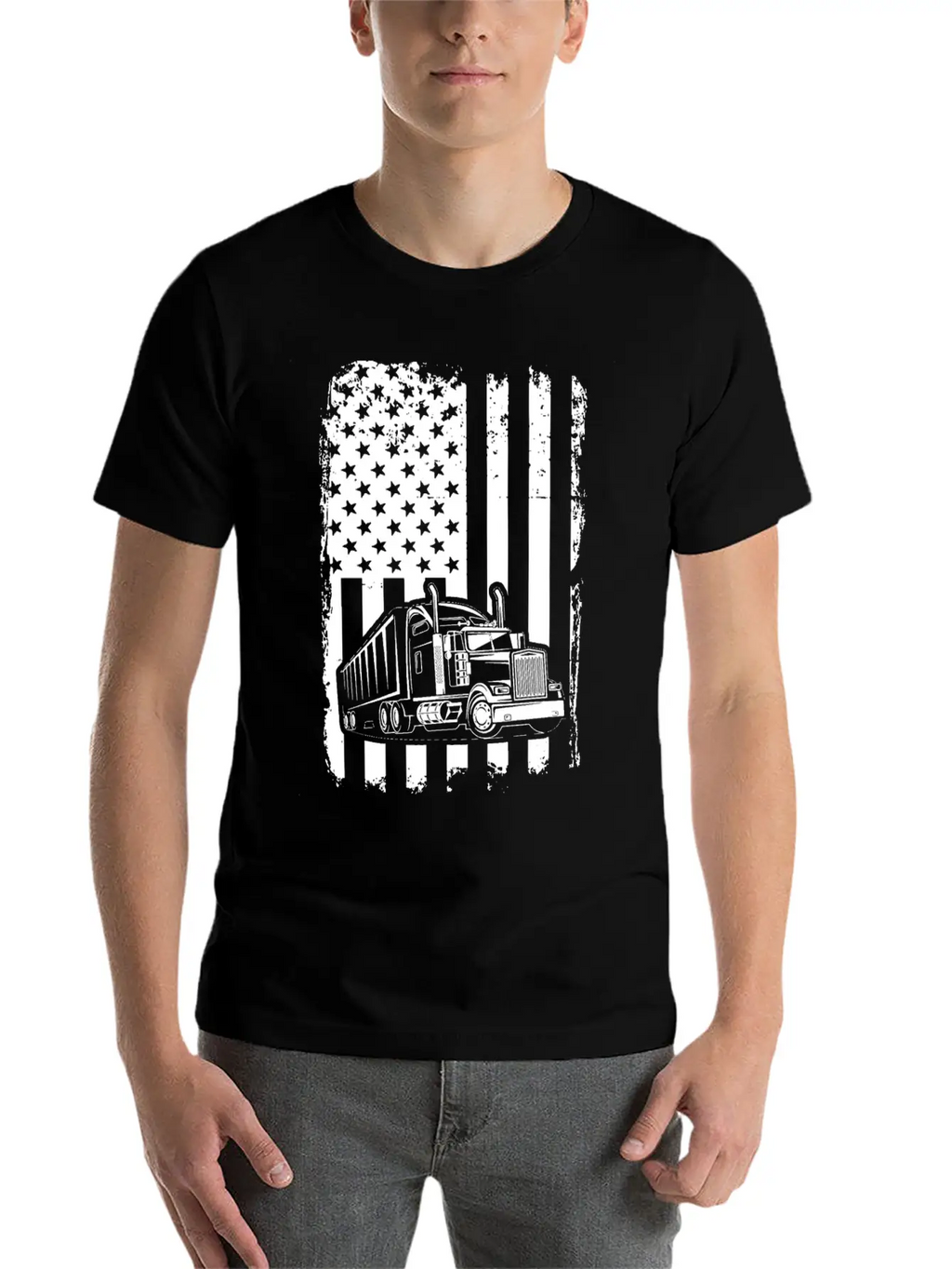 Truck Driver T Shirt American Flag Essential Cotton Tee For Daily Outfits – Unisex Style