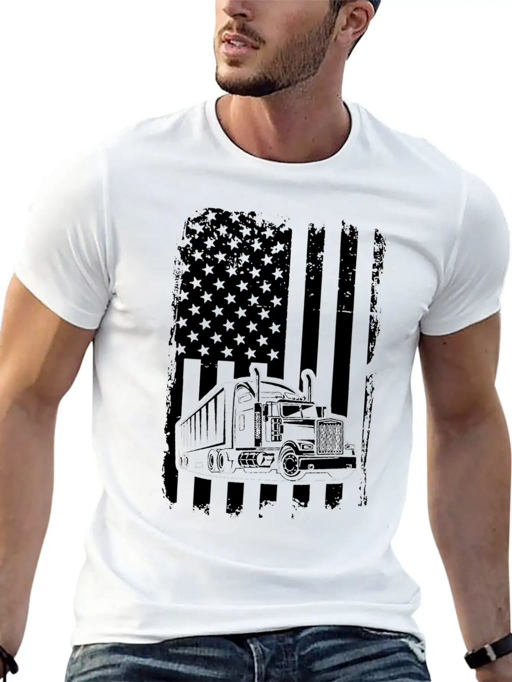 Truck Driver T Shirt American Flag Essential Cotton Tee For Daily Outfits – Unisex Style