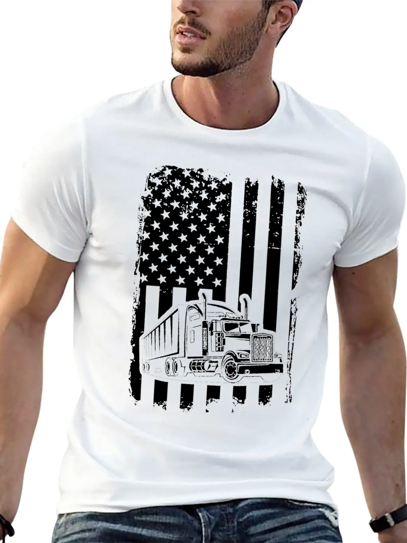 Truck Driver T Shirt American Flag Essential Cotton Tee For Daily Outfits – Unisex Style