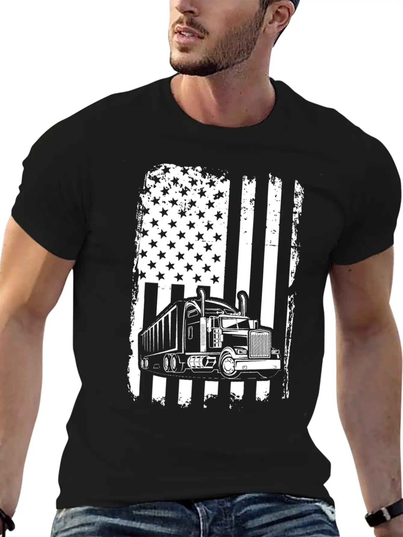 Truck Driver T Shirt American Flag Essential Cotton Tee For Daily Outfits – Unisex Style