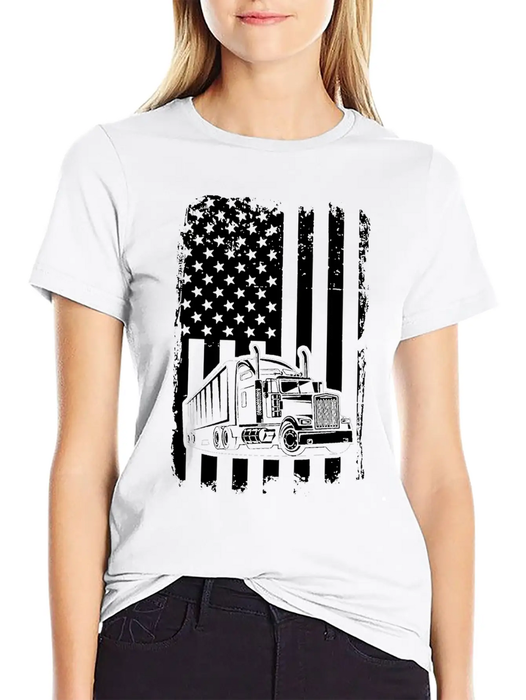 Truck Driver T Shirt American Flag Essential Cotton Tee For Daily Outfits – Unisex Style