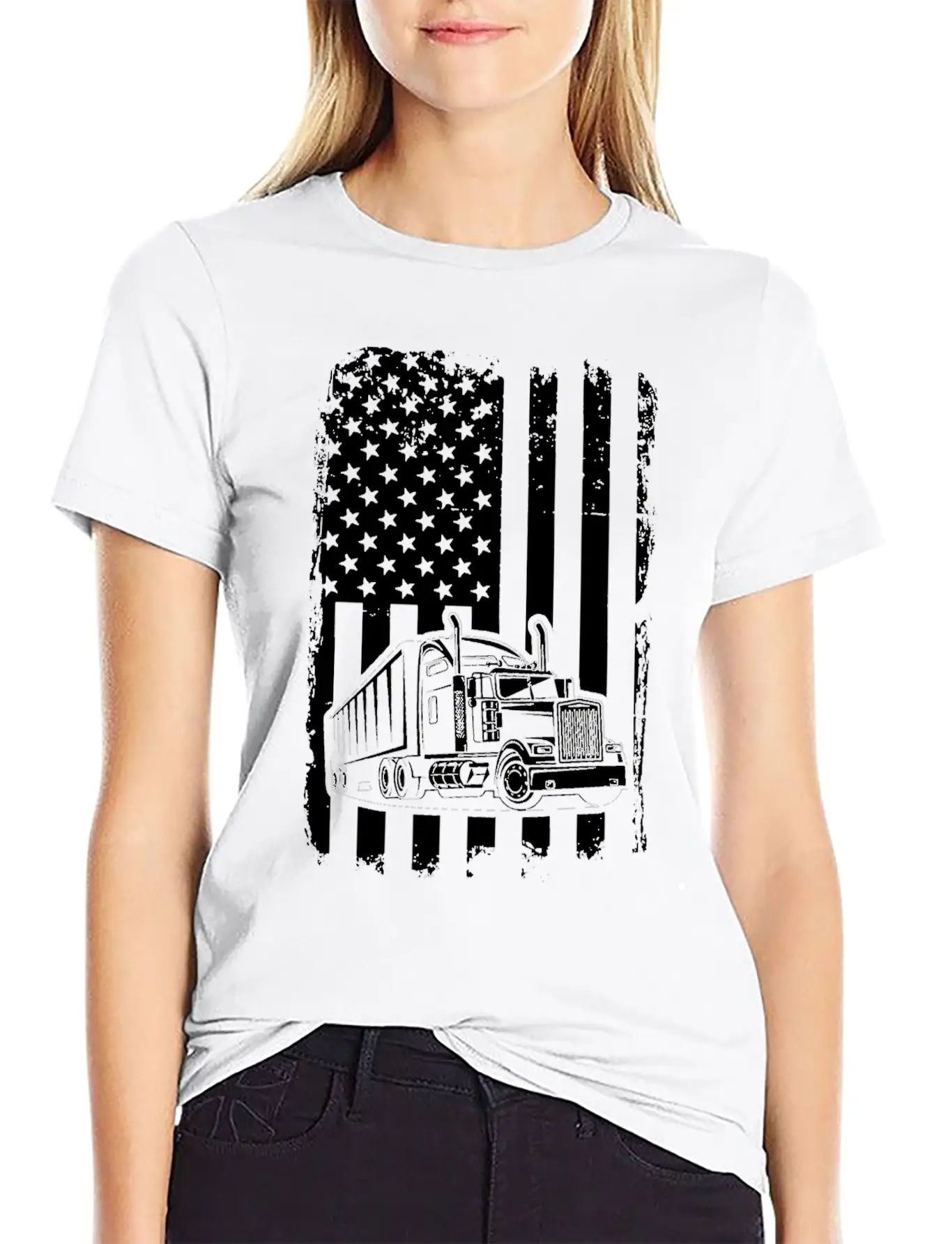Truck Driver T Shirt American Flag Essential Cotton Tee For Daily Outfits – Unisex Style