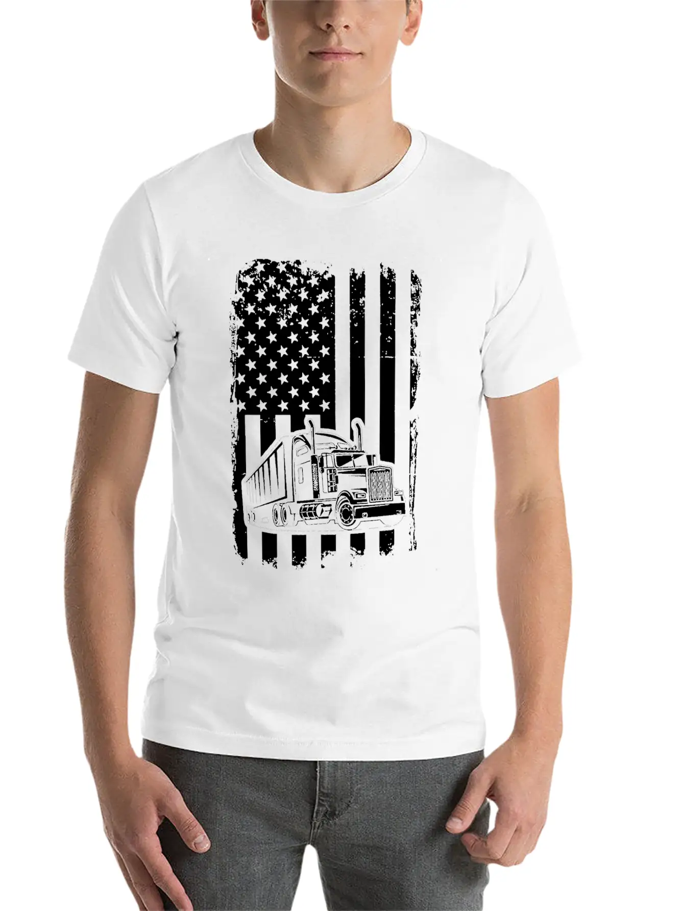 Truck Driver T Shirt American Flag Essential Cotton Tee For Daily Outfits – Unisex Style