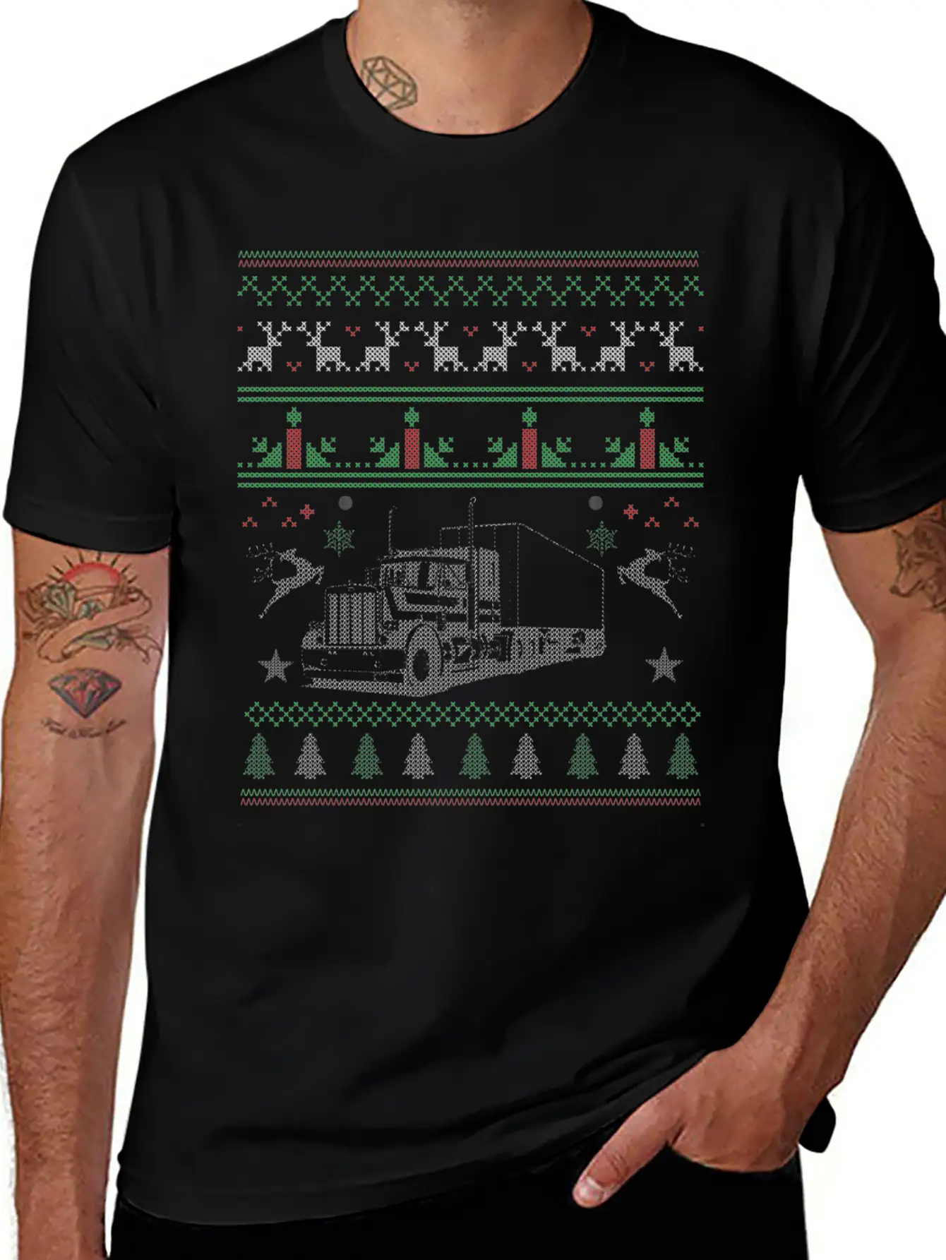 Truck Driver - Ugly Christmas Sweater For Trucke Unisex Casual T-Shirt – Clean Design For Daily Comfort