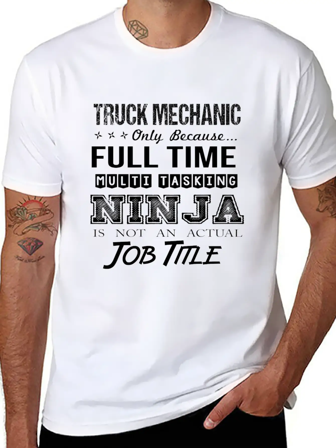 Truck Mechanic T Shirt - Multitasking Ninja Job Gi Stylish Everyday T-Shirt – Unisex Basic Cotton Tee