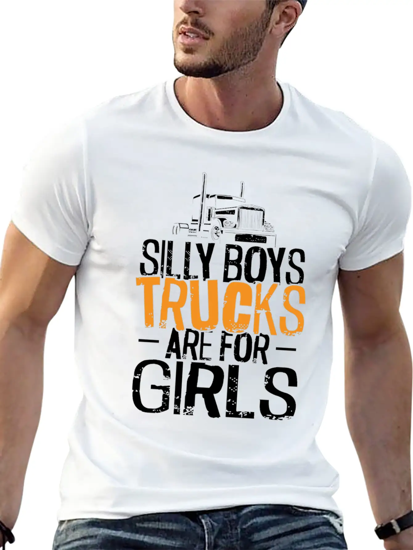 Trucker Truck Driver Girl Vintage Unisex Short Sleeve Soft Cotton T-Shirt – Casual Everyday Wear