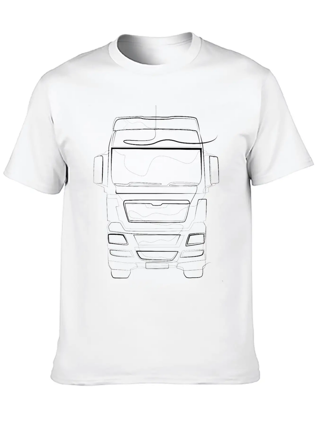 Trucker Truck - One Line Drawing Unisex Short Sleeve Soft Cotton T-Shirt – Casual Everyday Wear