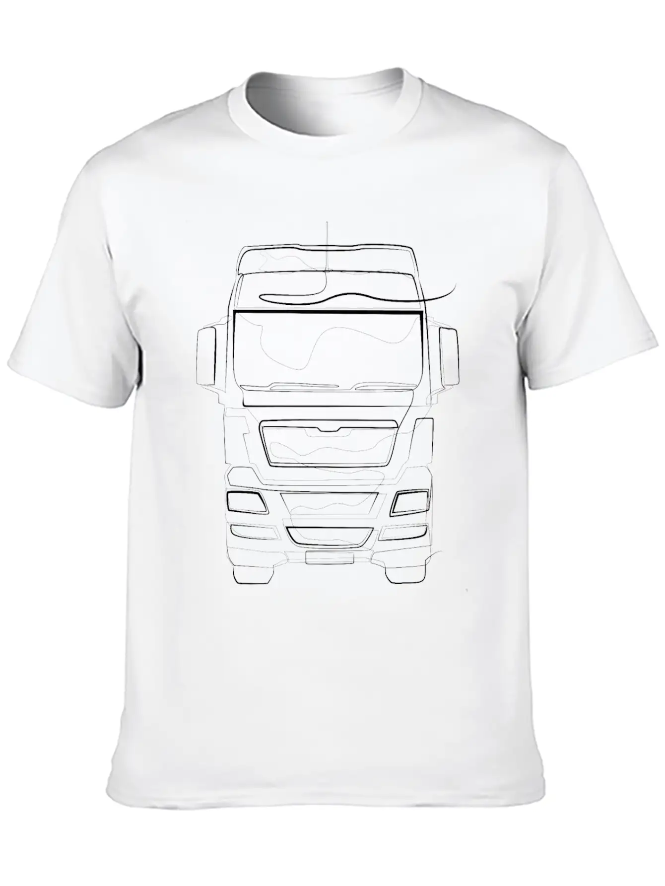 Trucker Truck - One Line Drawing Unisex Short Sleeve Soft Cotton T-Shirt – Casual Everyday Wear
