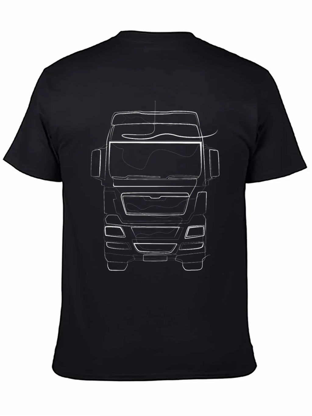 Trucker Truck - One Line Drawing Unisex Short Sleeve Soft Cotton T-Shirt – Casual Everyday Wear