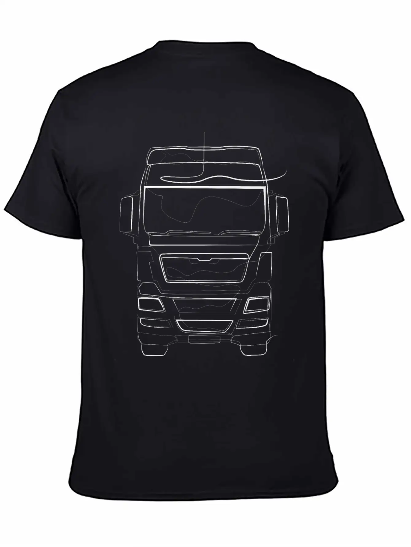 Trucker Truck - One Line Drawing Unisex Short Sleeve Soft Cotton T-Shirt – Casual Everyday Wear