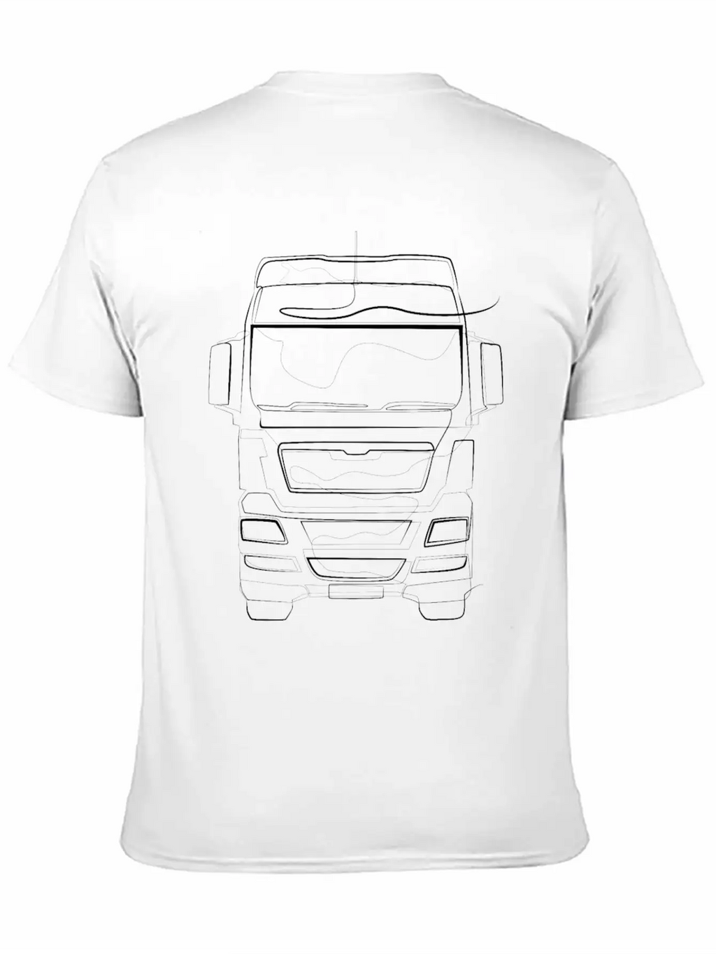 Trucker Truck - One Line Drawing Unisex Short Sleeve Soft Cotton T-Shirt – Casual Everyday Wear