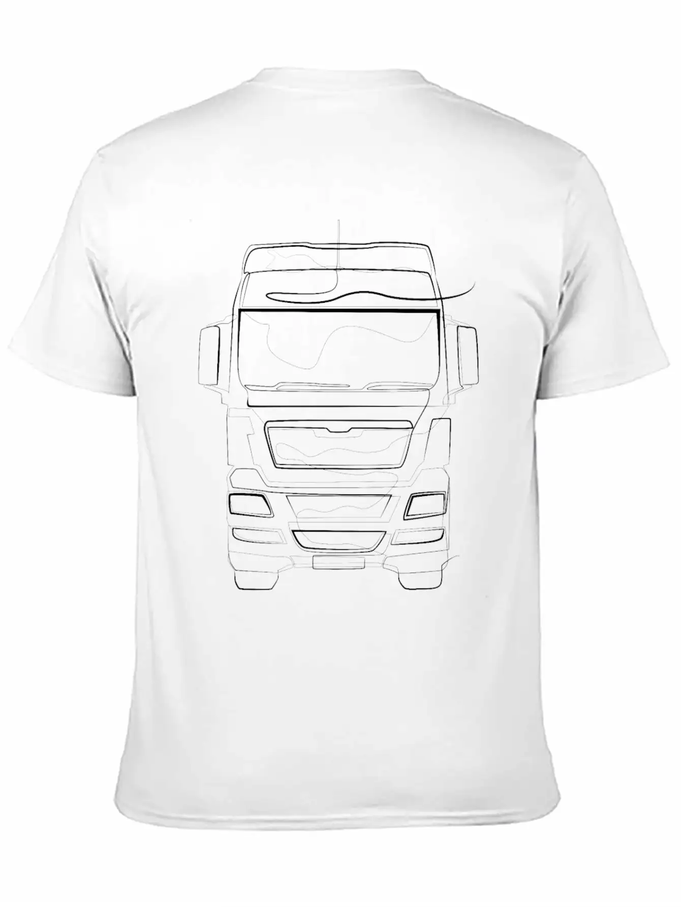 Trucker Truck - One Line Drawing Unisex Short Sleeve Soft Cotton T-Shirt – Casual Everyday Wear