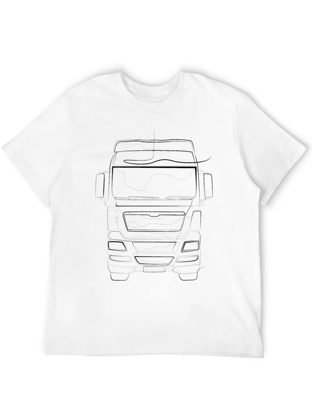 Trucker Truck - One Line Drawing Unisex Short Sleeve Soft Cotton T-Shirt – Casual Everyday Wear