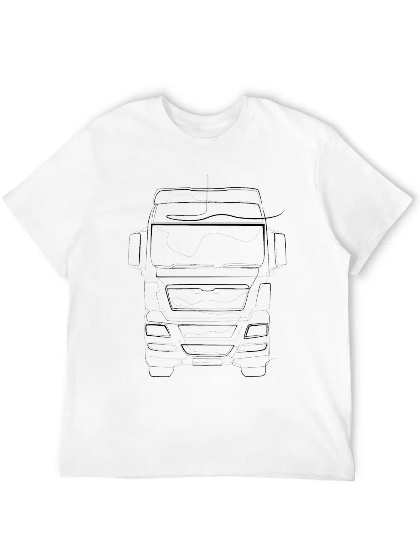 Trucker Truck - One Line Drawing Unisex Short Sleeve Soft Cotton T-Shirt – Casual Everyday Wear