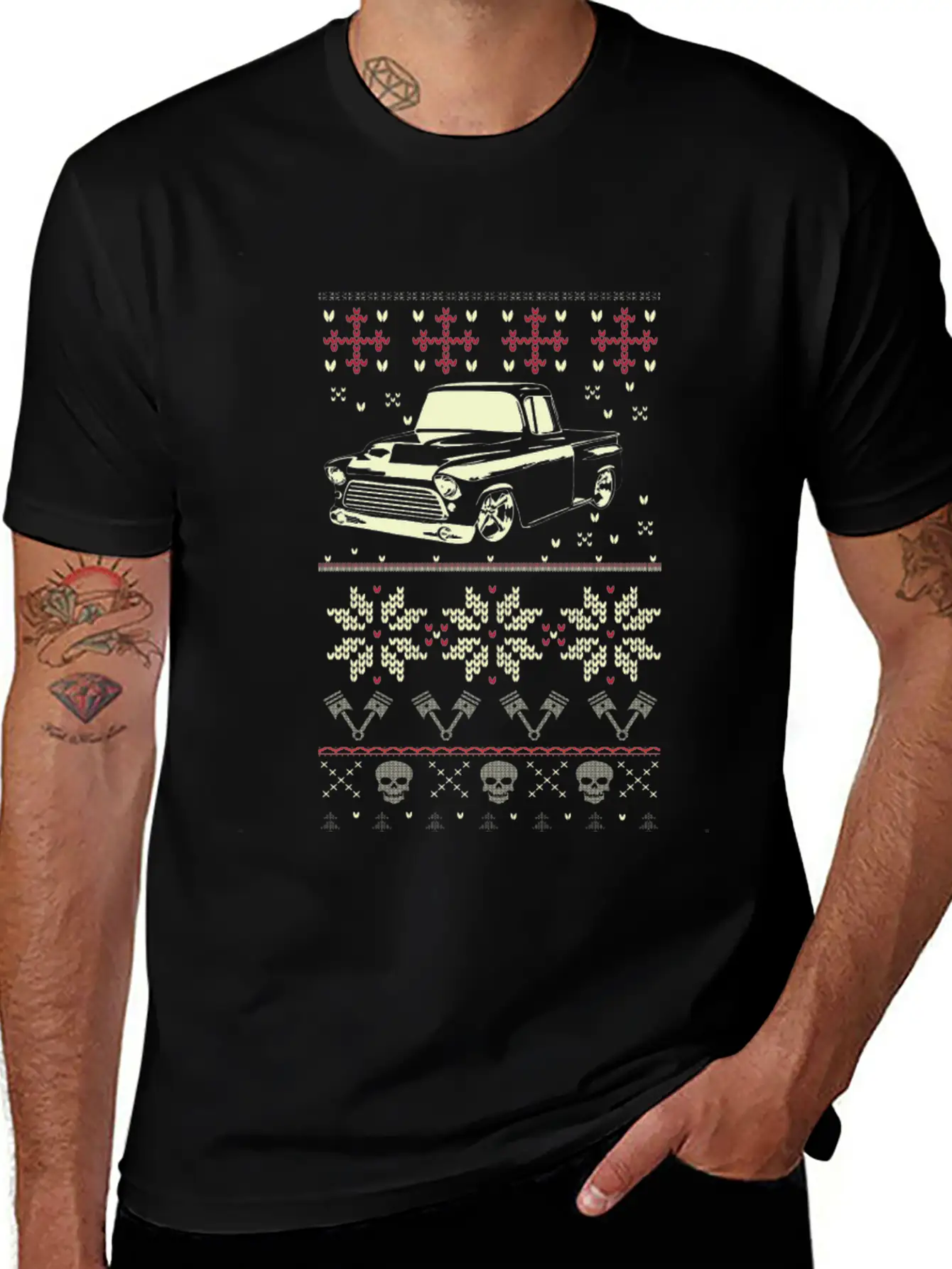 Trucker - Ugly Christmas Sweater For Truck Lover Casual Graphic T-Shirt – Simple And Comfortable Daily Wear