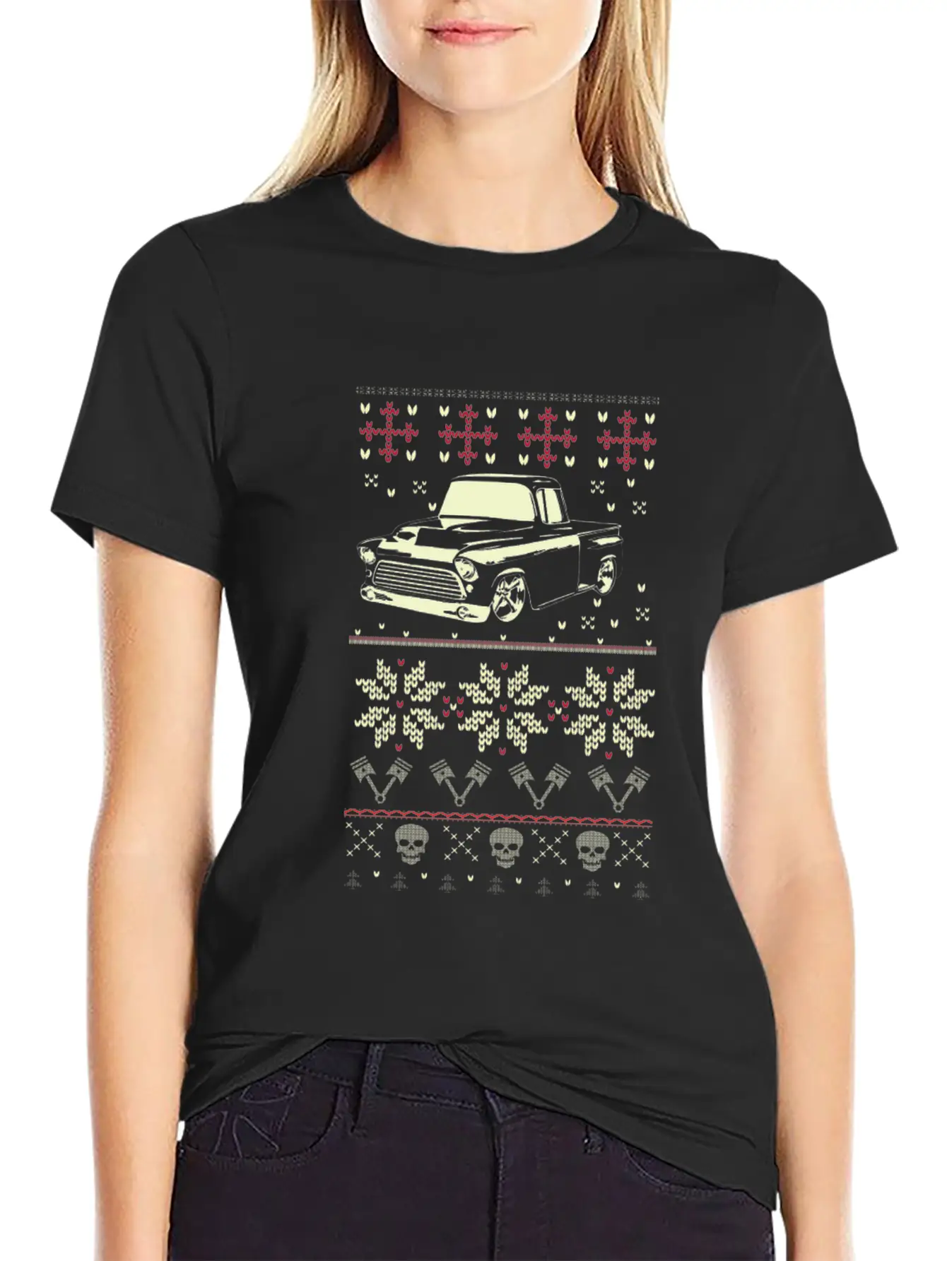 Trucker - Ugly Christmas Sweater For Truck Lover Casual Graphic T-Shirt – Simple And Comfortable Daily Wear
