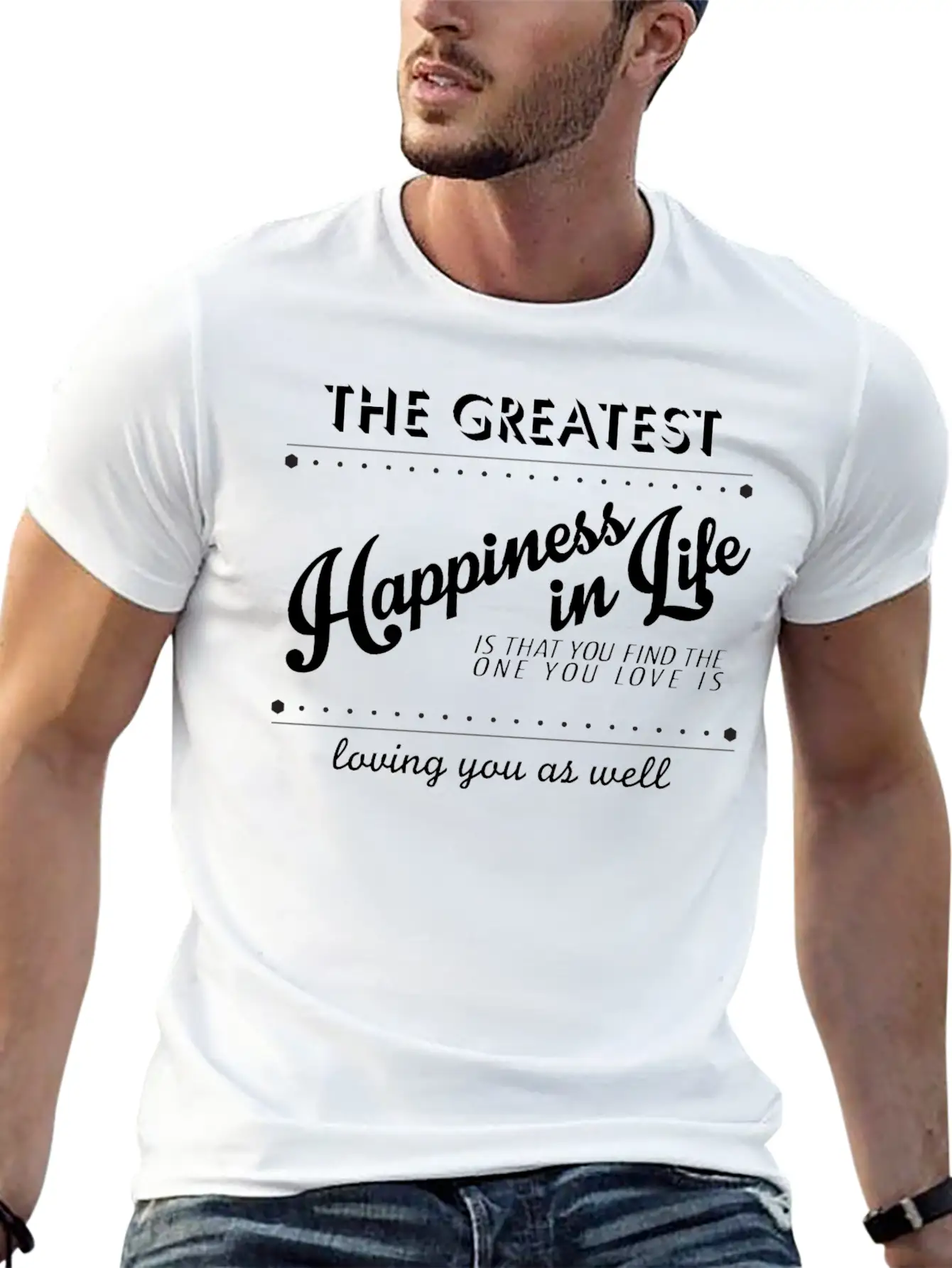 True Happiness Unisex Short Sleeve Soft Cotton T-Shirt – Casual Everyday Wear