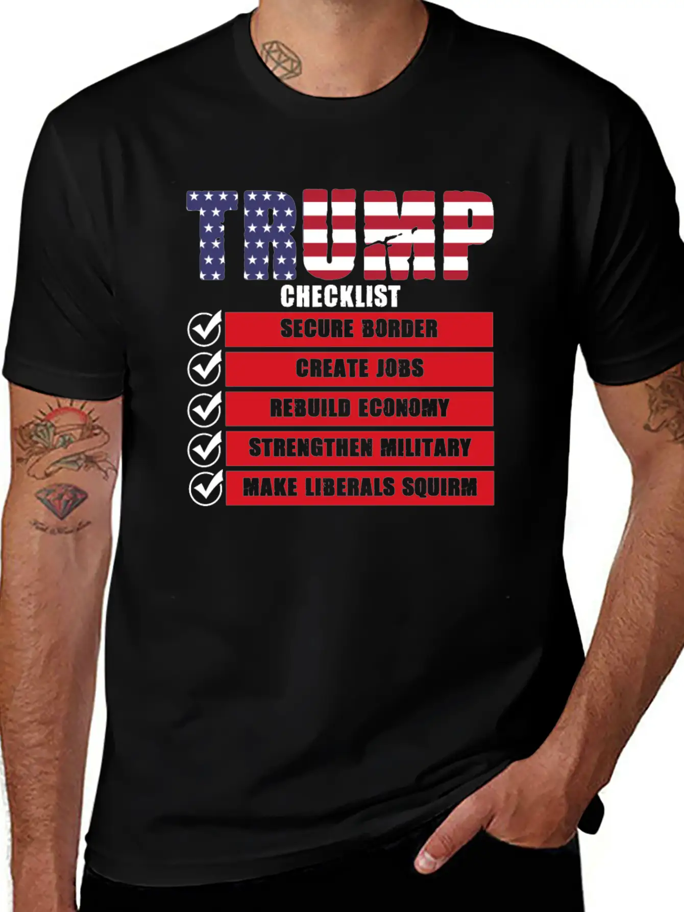 Trump Checklist Funny Shirt Stylish Everyday T-Shirt – Unisex Basic Cotton Tee