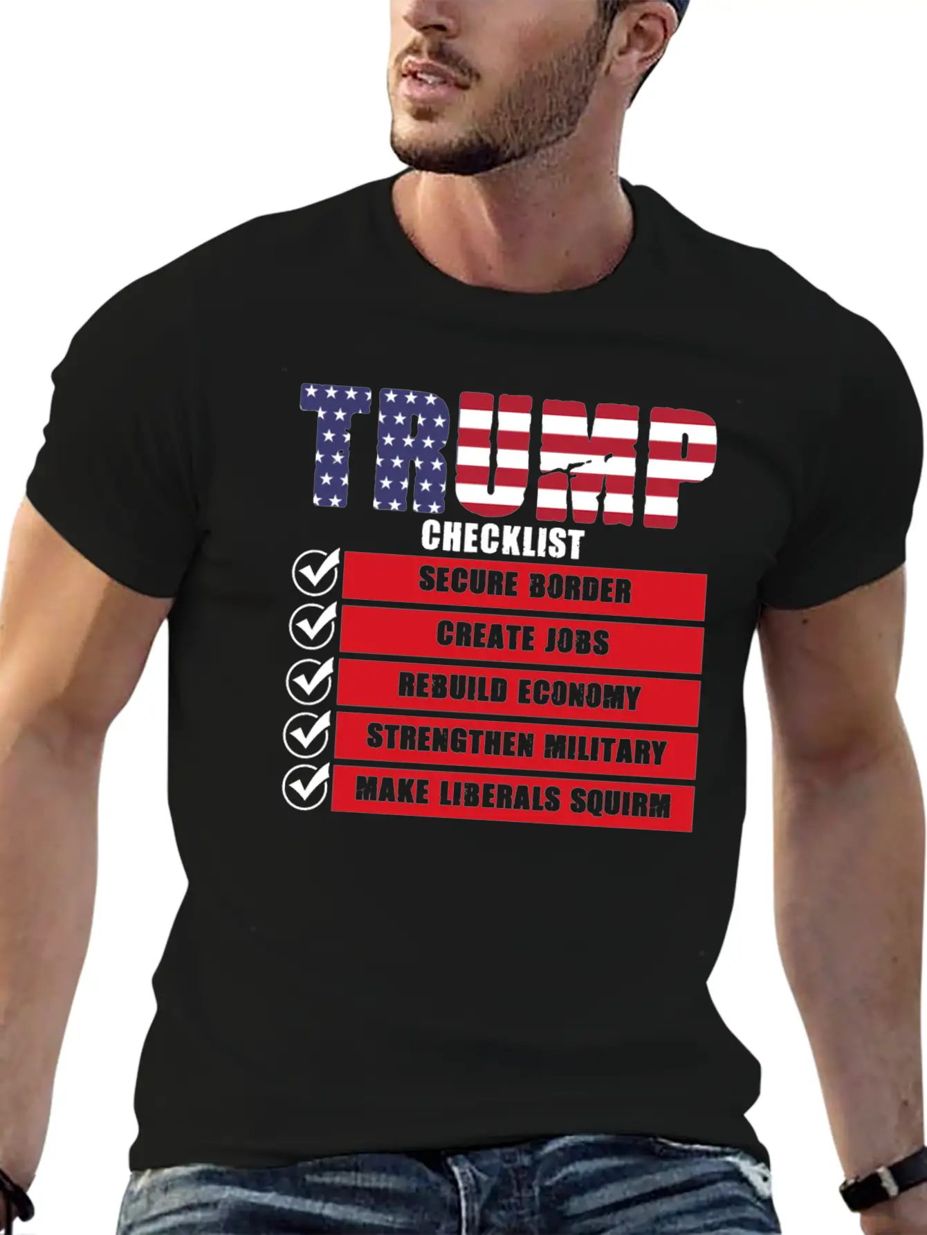 Trump Checklist Funny Shirt Stylish Everyday T-Shirt – Unisex Basic Cotton Tee