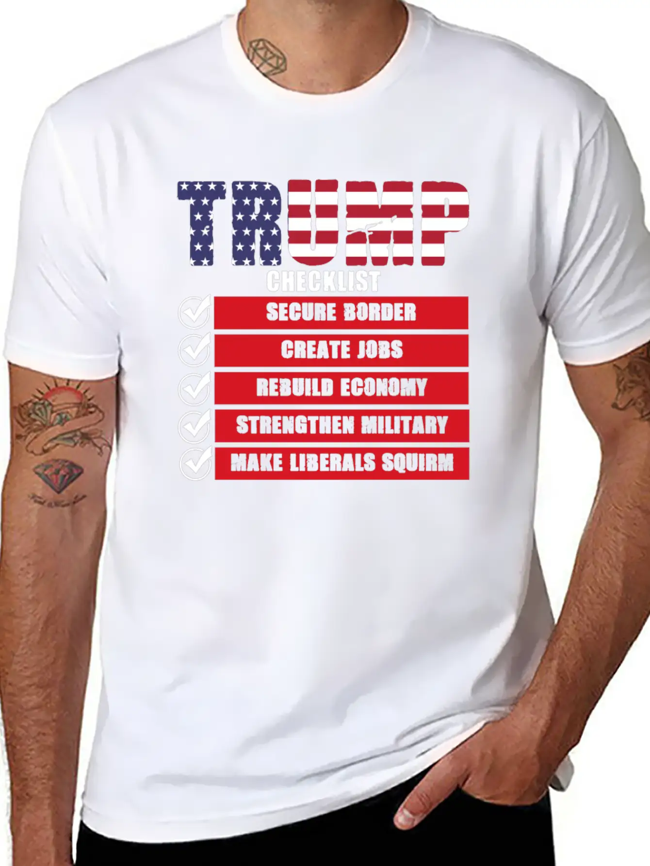 Trump Checklist Funny Shirt Stylish Everyday T-Shirt – Unisex Basic Cotton Tee