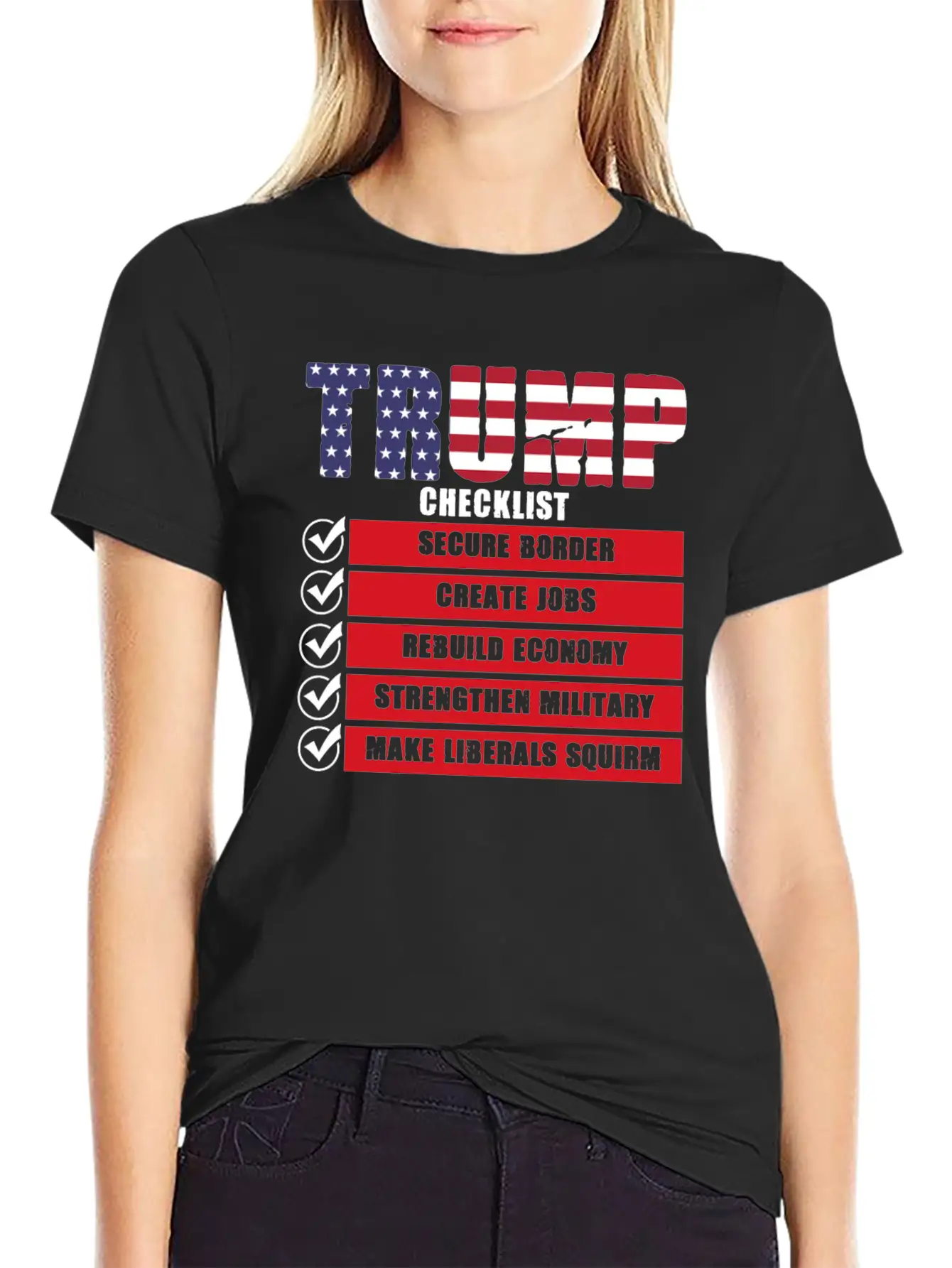 Trump Checklist Funny Shirt Stylish Everyday T-Shirt – Unisex Basic Cotton Tee