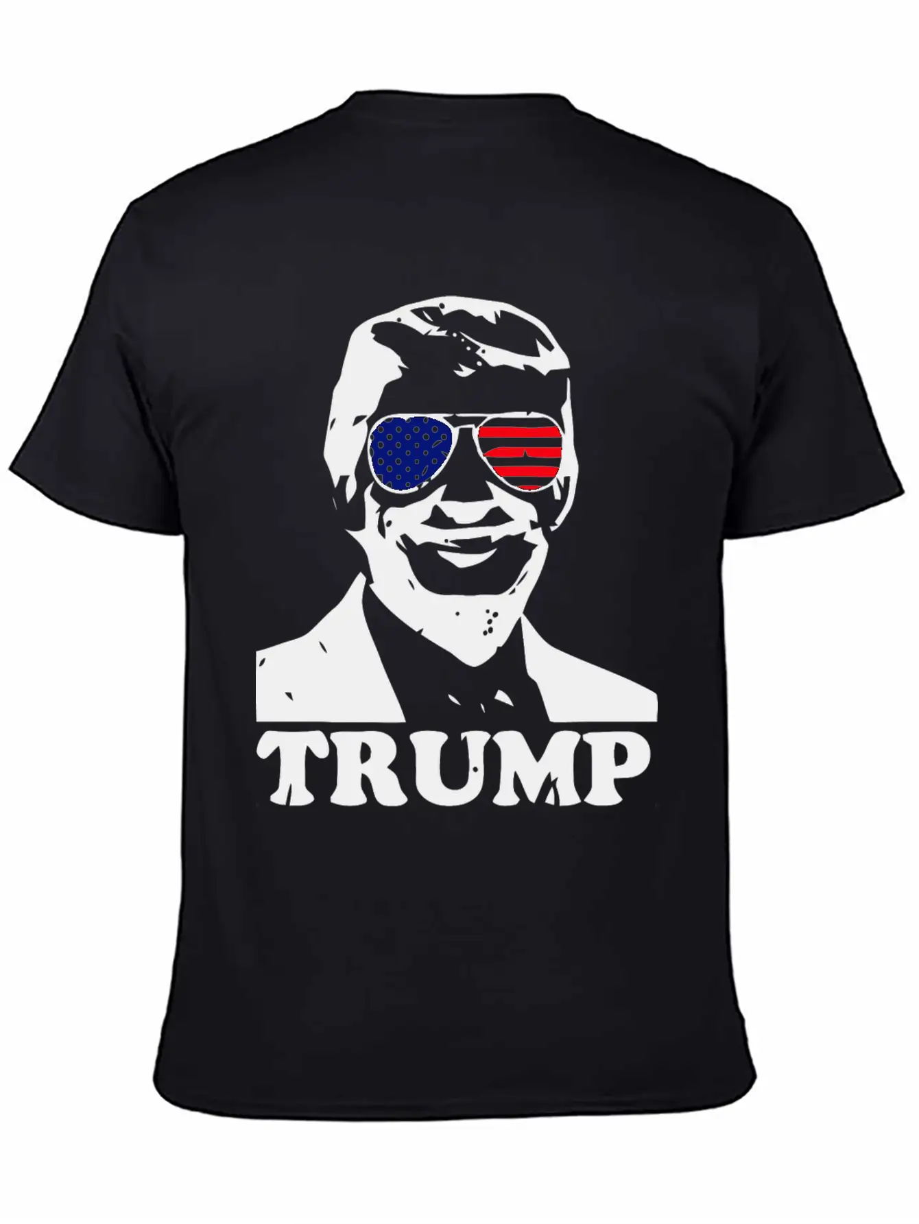 Trump With American Flag Stylish Everyday T-Shirt – Unisex Basic Cotton Tee