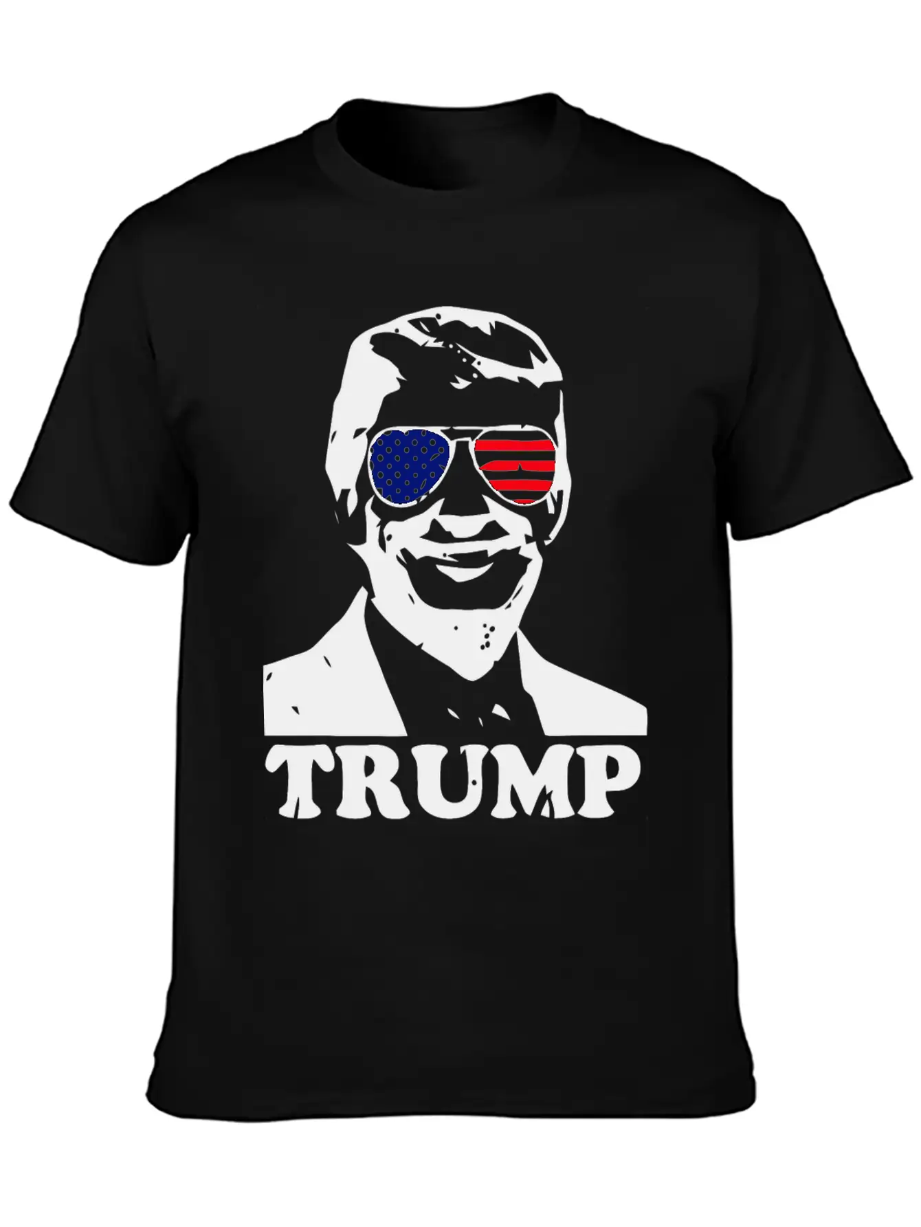 Trump With American Flag Stylish Everyday T-Shirt – Unisex Basic Cotton Tee