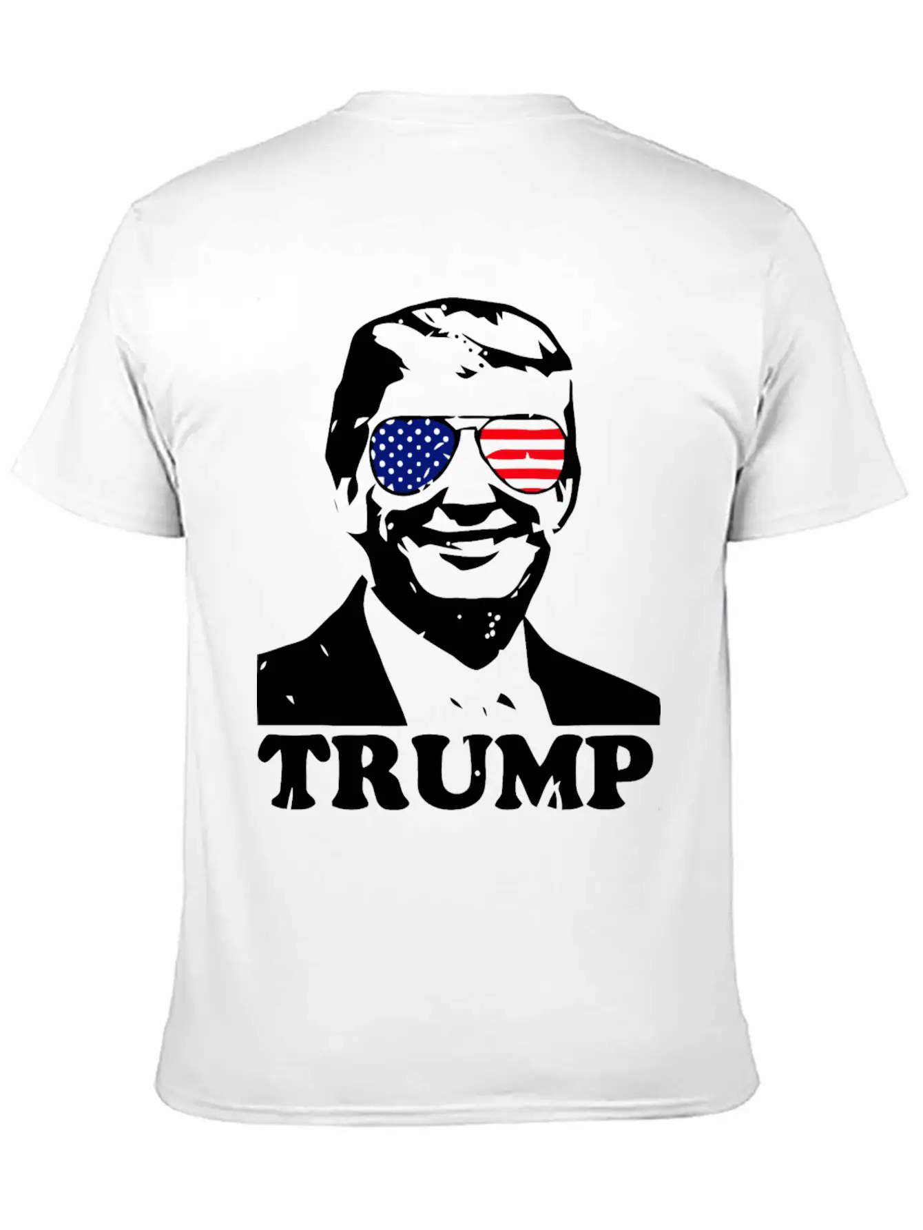 Trump With American Flag Stylish Everyday T-Shirt – Unisex Basic Cotton Tee