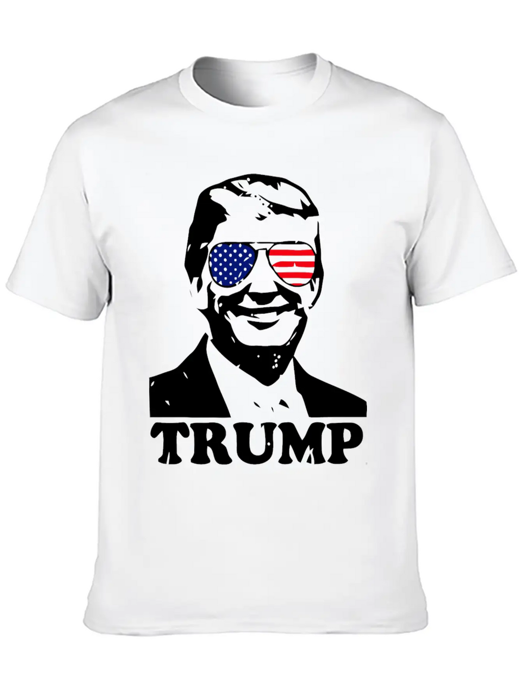 Trump With American Flag Stylish Everyday T-Shirt – Unisex Basic Cotton Tee
