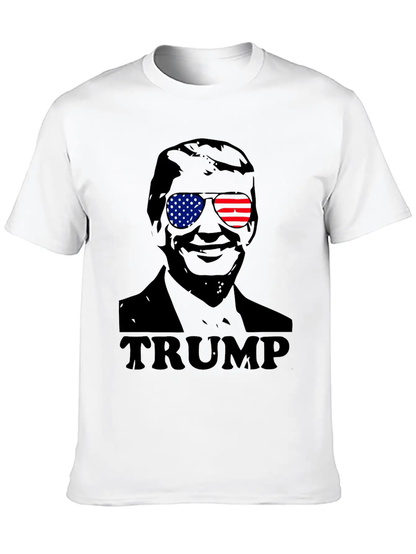 Trump With American Flag Stylish Everyday T-Shirt – Unisex Basic Cotton Tee