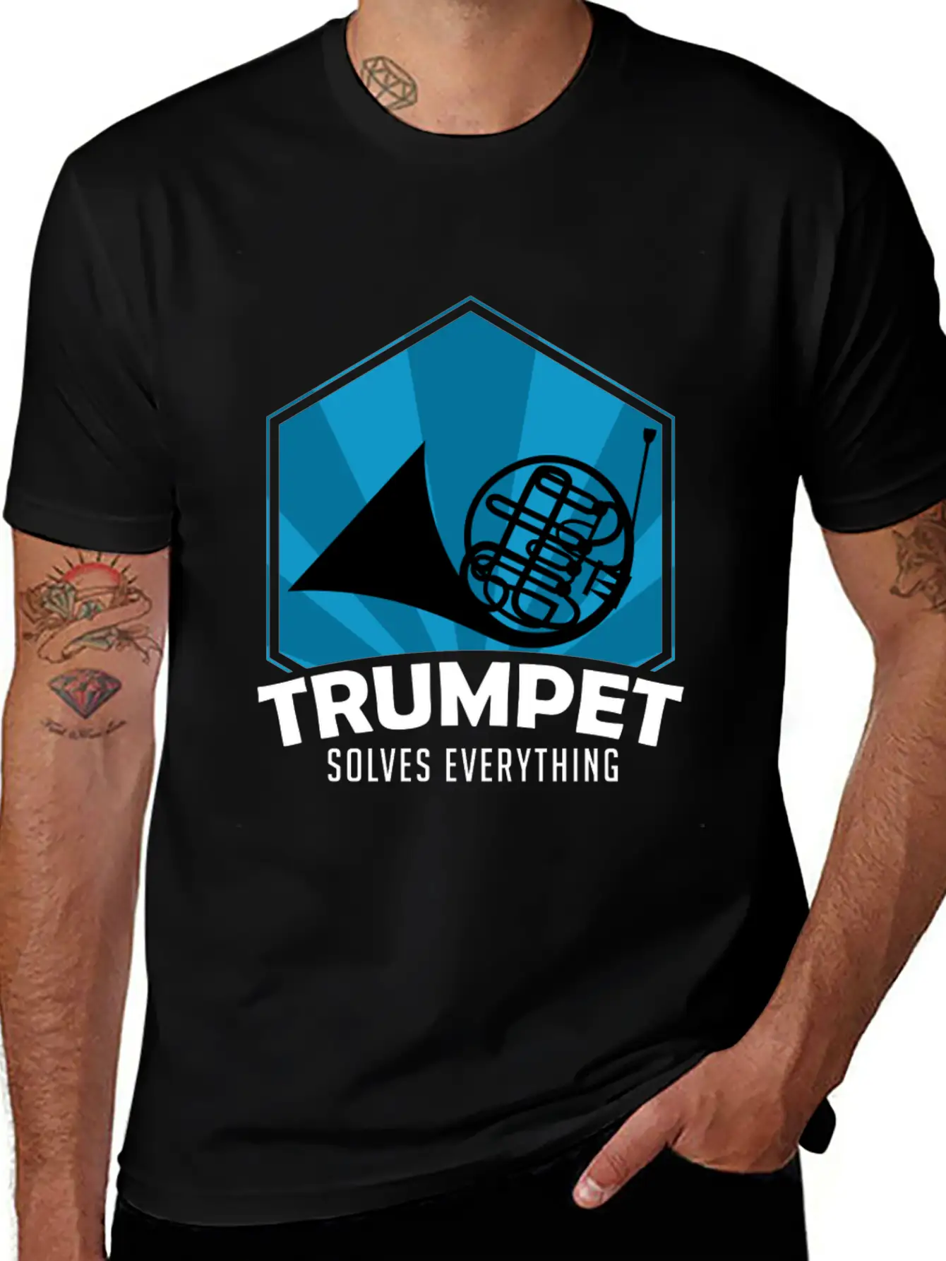 Trumpet Solves Everything Essential Cotton Tee For Daily Outfits – Unisex Style