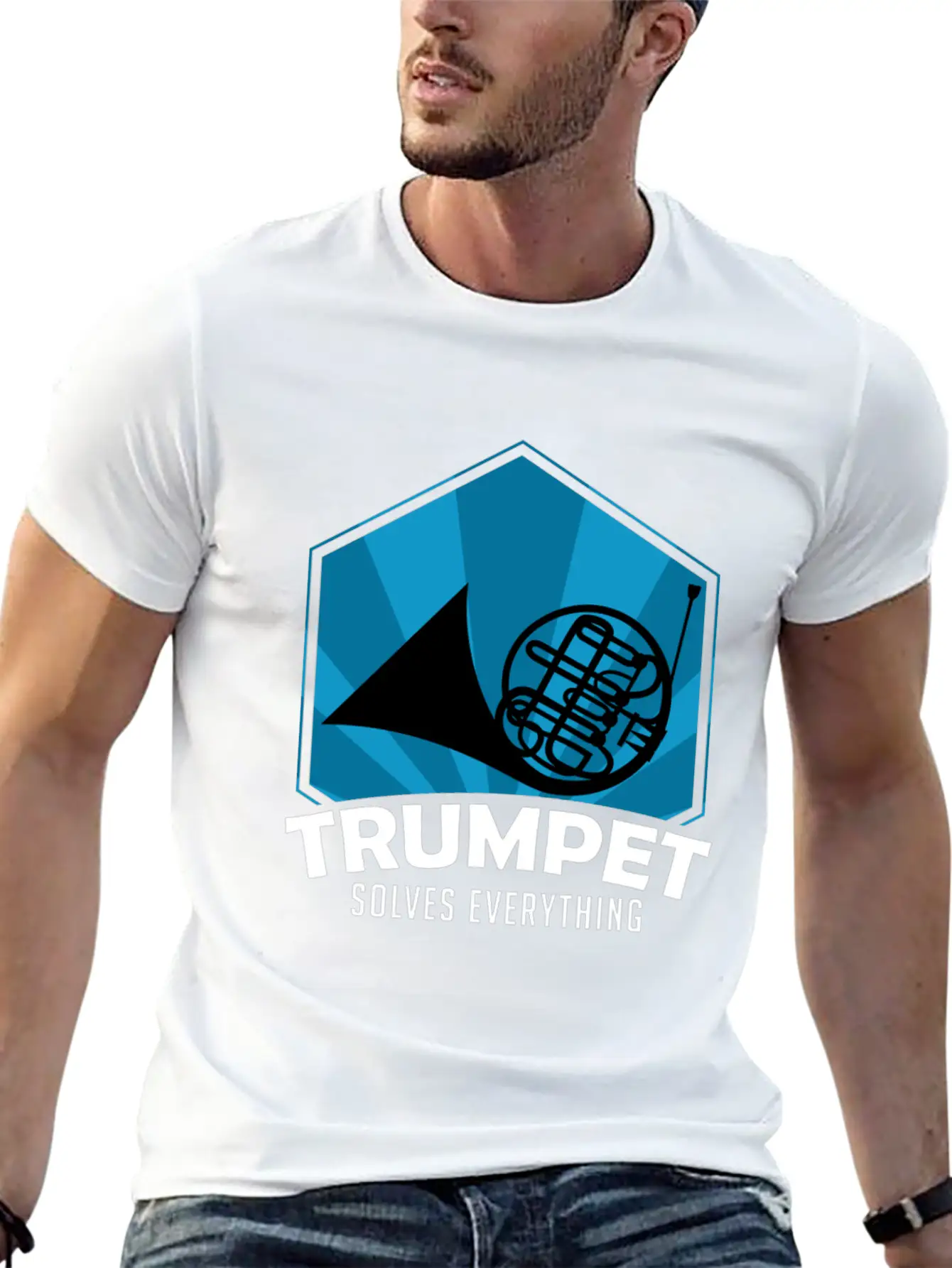 Trumpet Solves Everything Essential Cotton Tee For Daily Outfits – Unisex Style