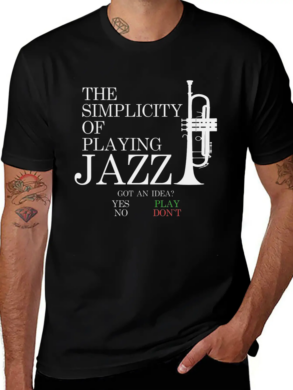 Trumpet T-Shirt - THE SIMPLICITY OF PLAYING JAZZ Unisex Short Sleeve Soft Cotton T-Shirt – Casual Everyday Wear