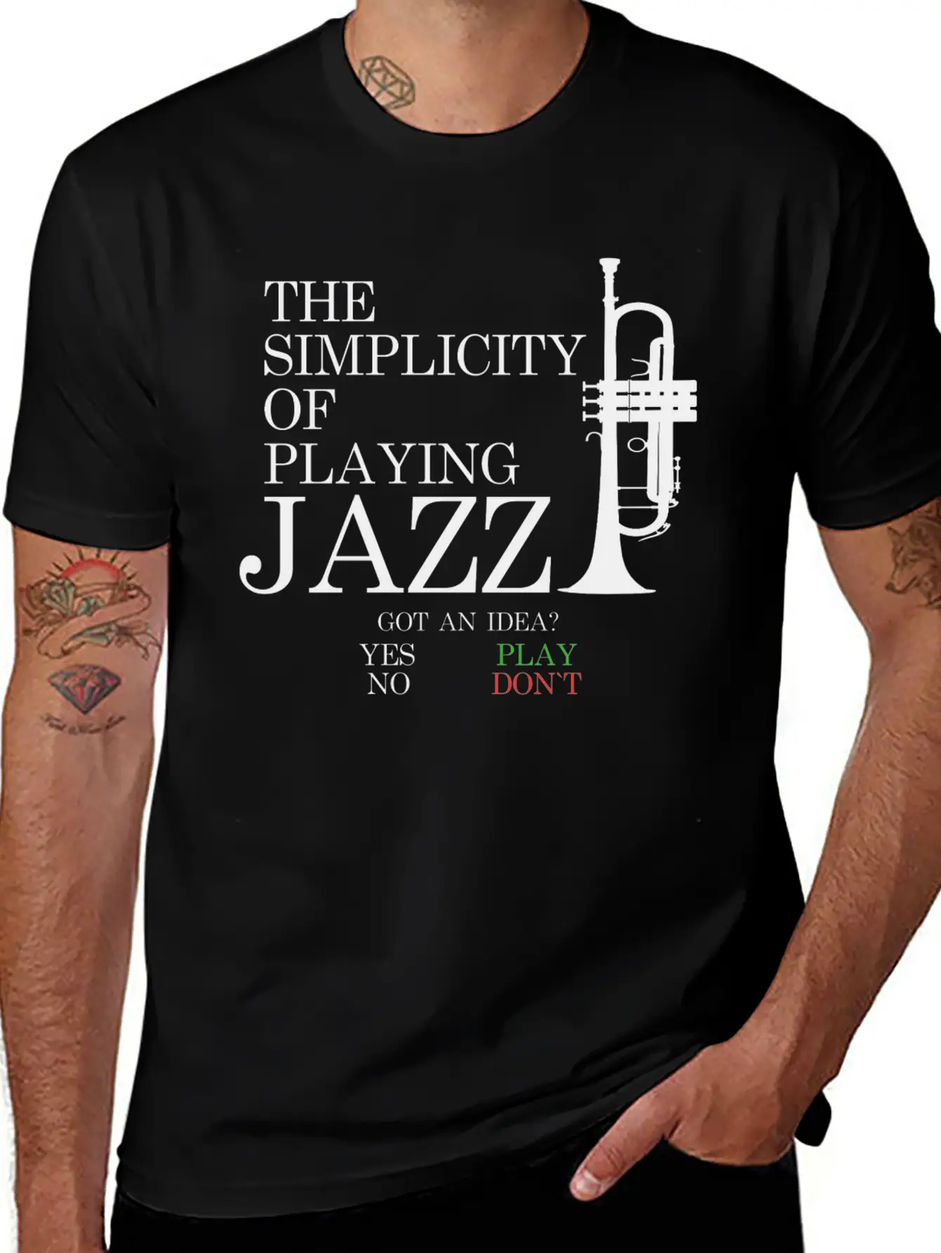 Trumpet T-Shirt - THE SIMPLICITY OF PLAYING JAZZ Unisex Short Sleeve Soft Cotton T-Shirt – Casual Everyday Wear