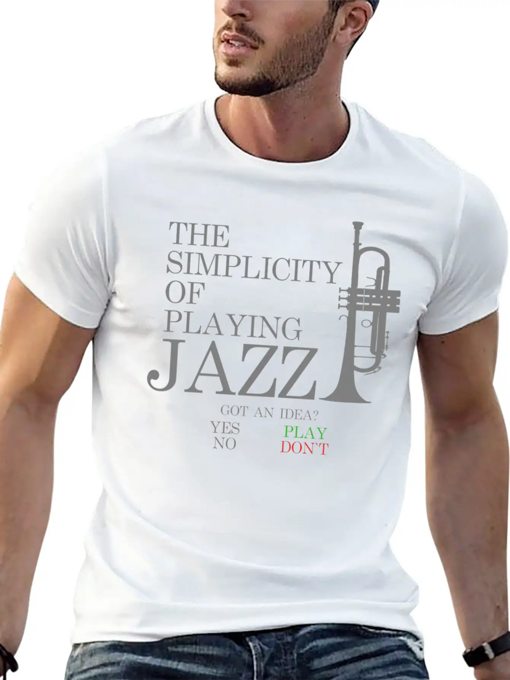 Trumpet T-Shirt - THE SIMPLICITY OF PLAYING JAZZ Unisex Short Sleeve Soft Cotton T-Shirt – Casual Everyday Wear