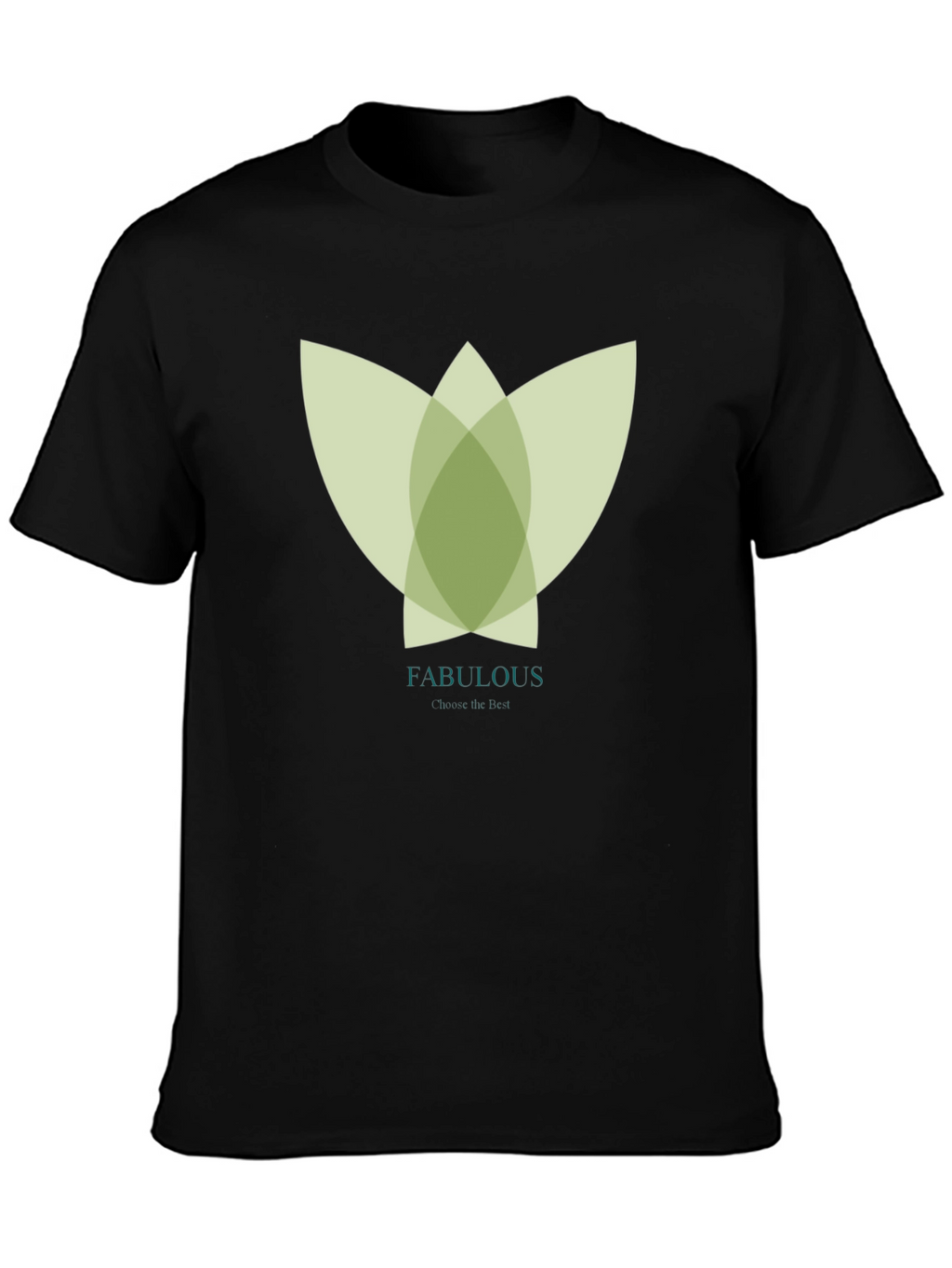 Stylish Black Tee with Abstract Green Floral Graphic