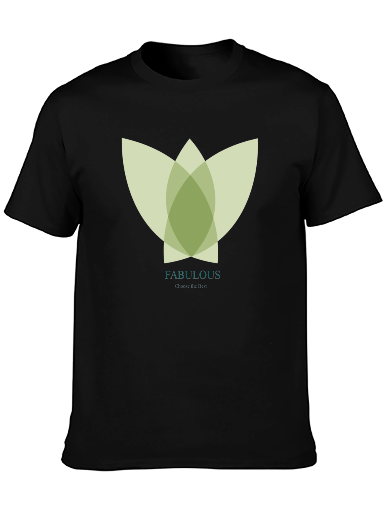Stylish Black Tee with Abstract Green Floral Graphic