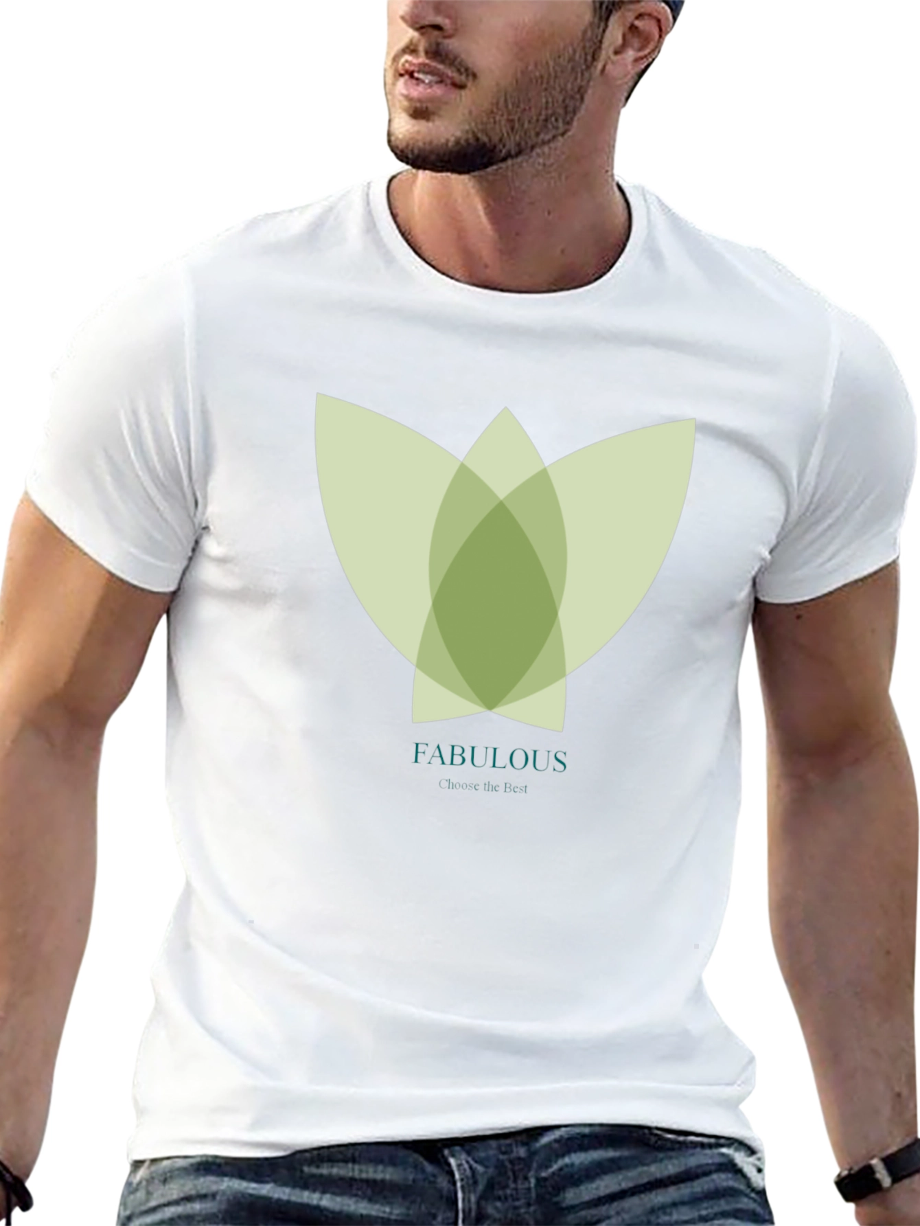 Stylish Black Tee with Abstract Green Floral Graphic
