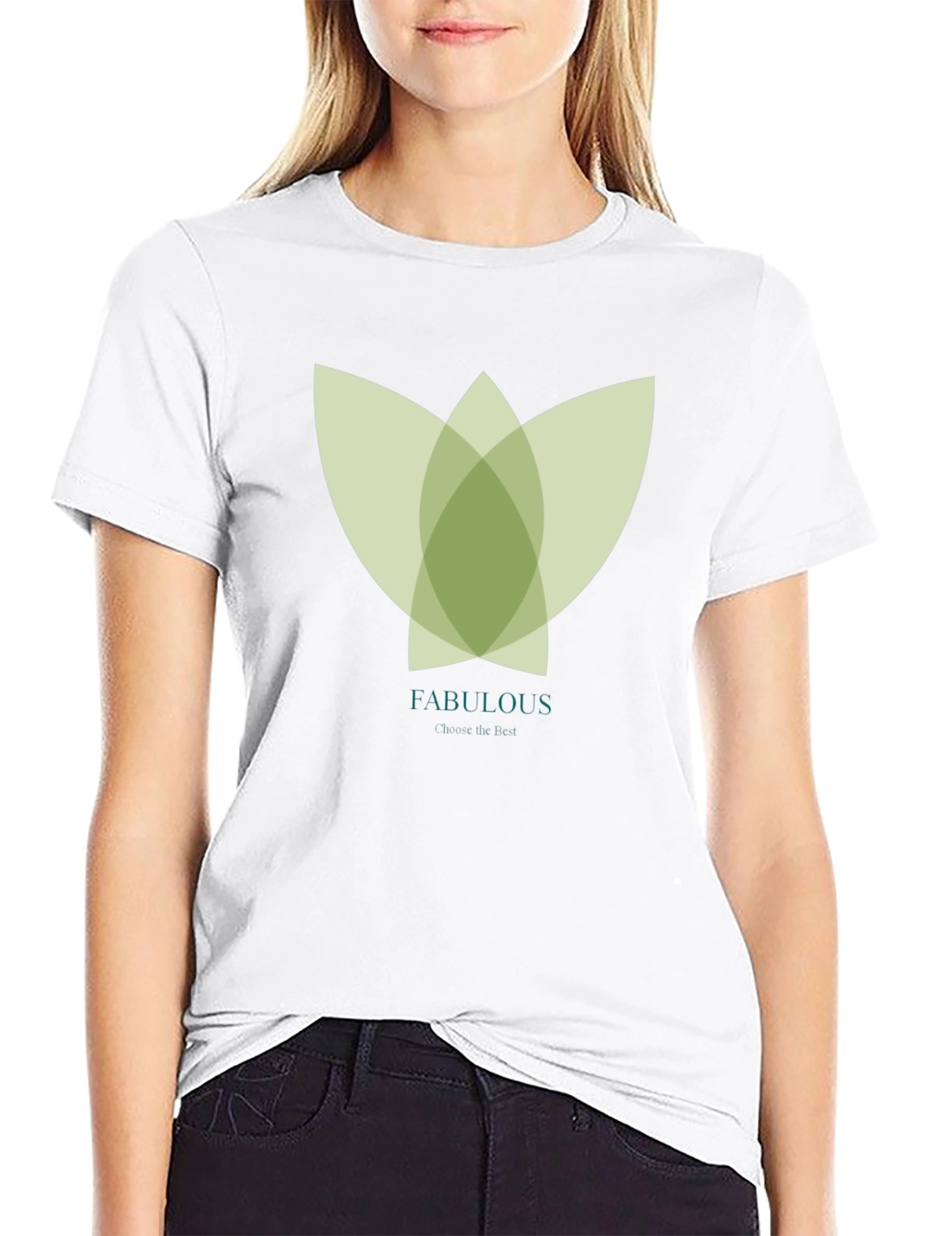 Stylish Black Tee with Abstract Green Floral Graphic