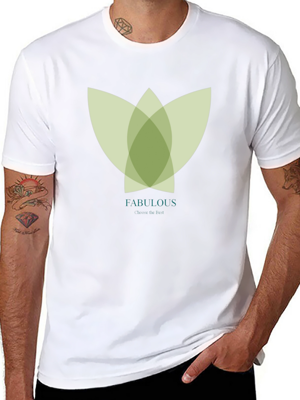 Stylish Black Tee with Abstract Green Floral Graphic
