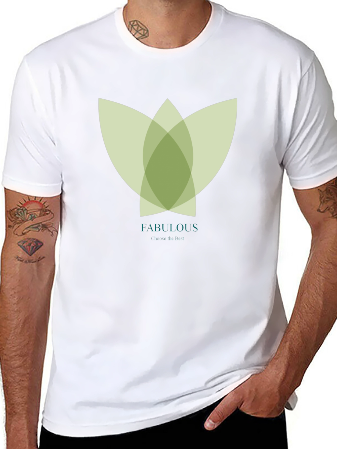 Stylish Black Tee with Abstract Green Floral Graphic