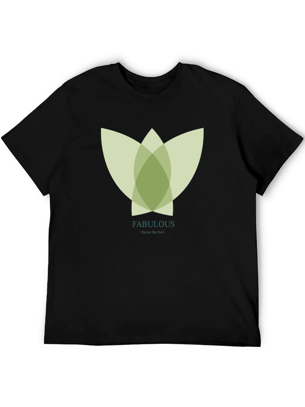 Stylish Black Tee with Abstract Green Floral Graphic