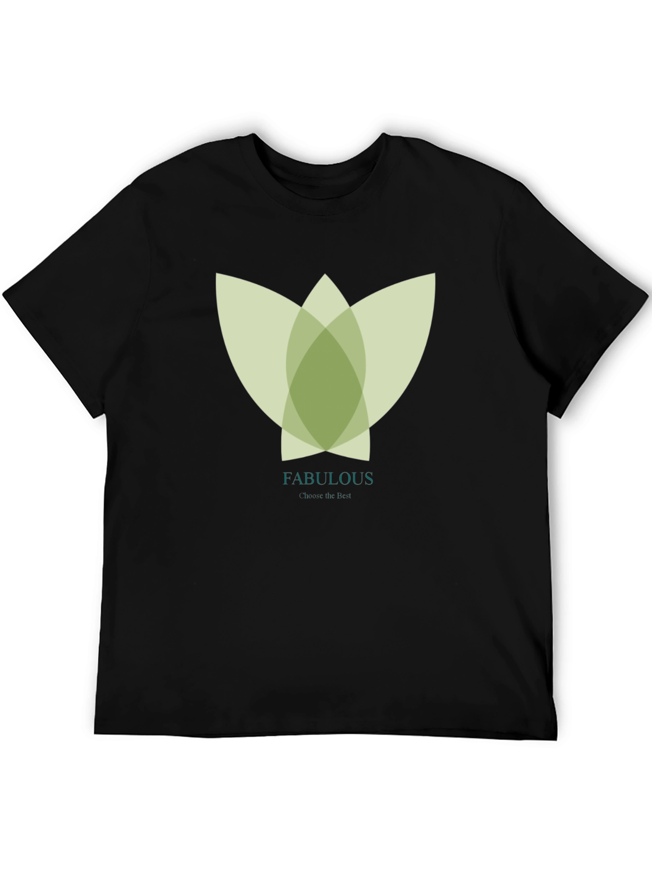 Stylish Black Tee with Abstract Green Floral Graphic