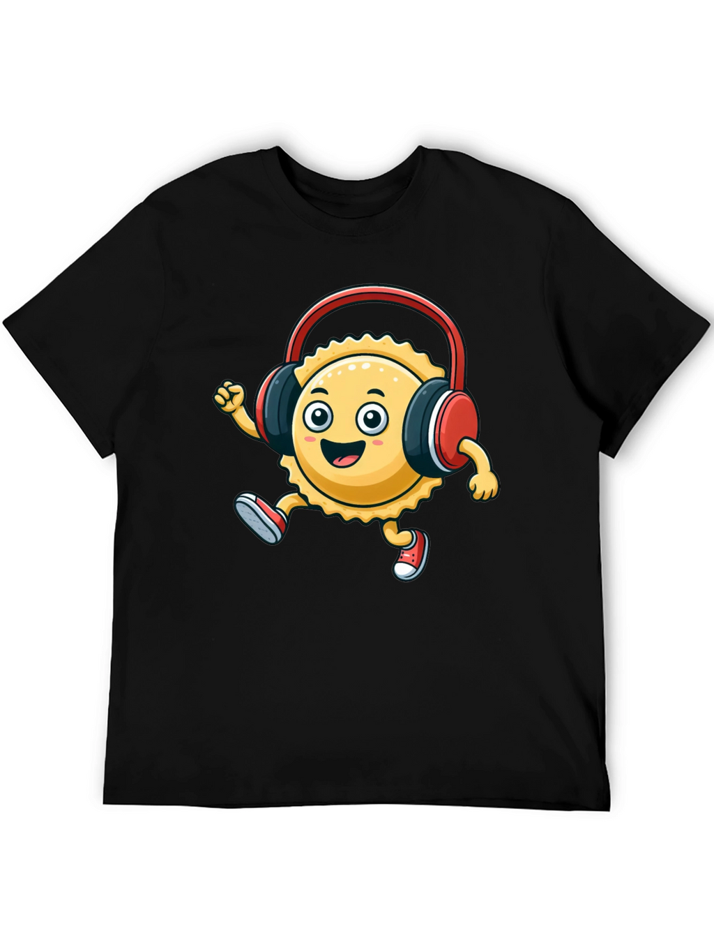 Cartoon Ravioli with Headphones T-Shirt
