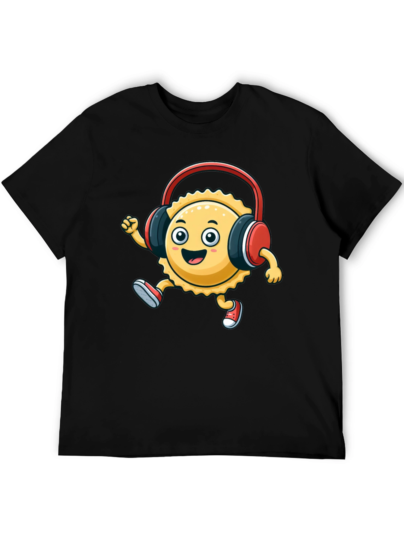 Cartoon Ravioli with Headphones T-Shirt