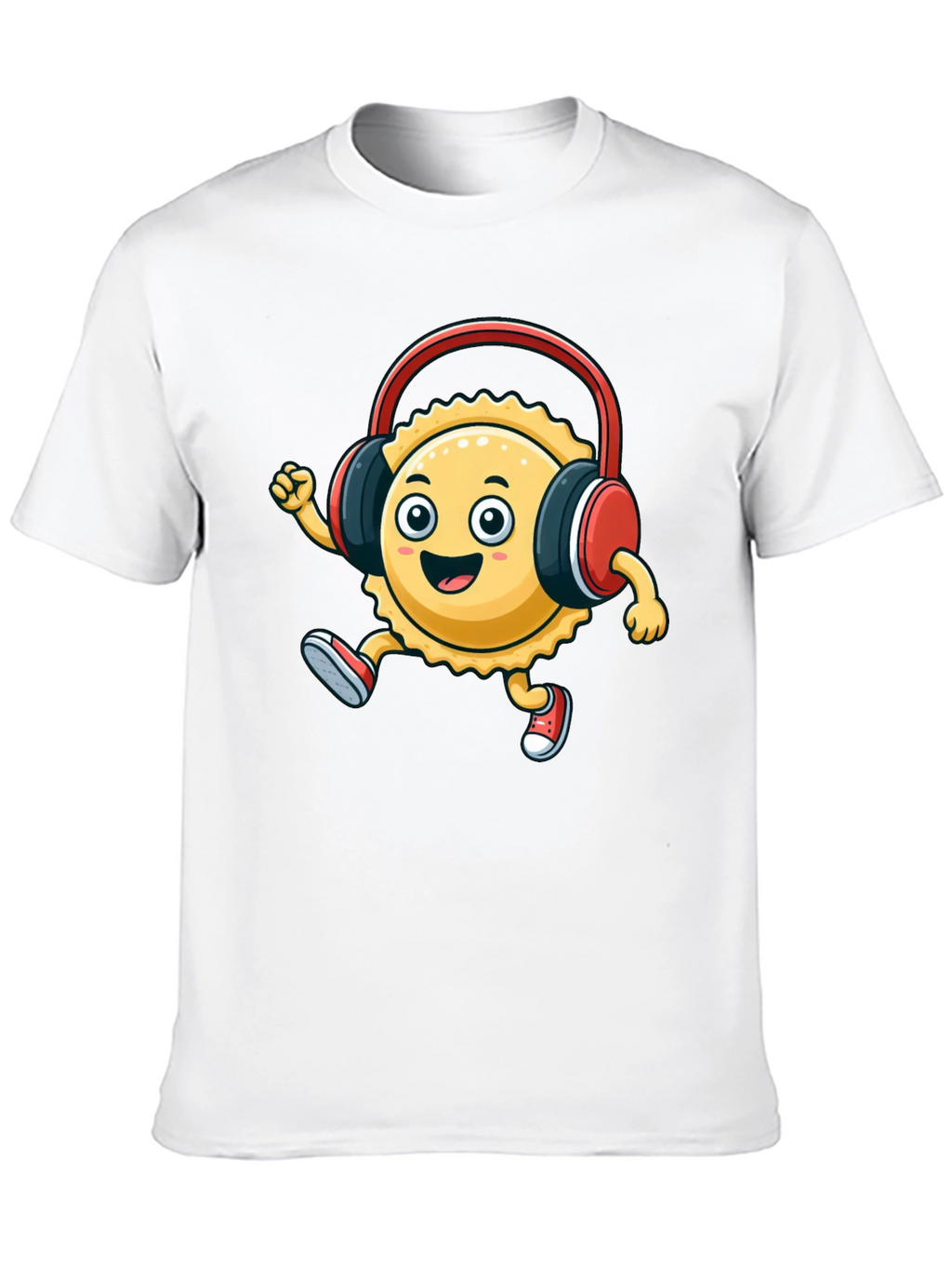 Cartoon Ravioli with Headphones T-Shirt