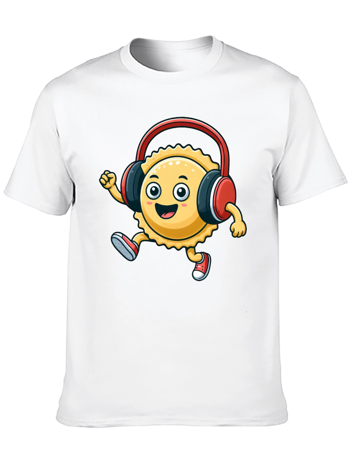 Cartoon Ravioli with Headphones T-Shirt
