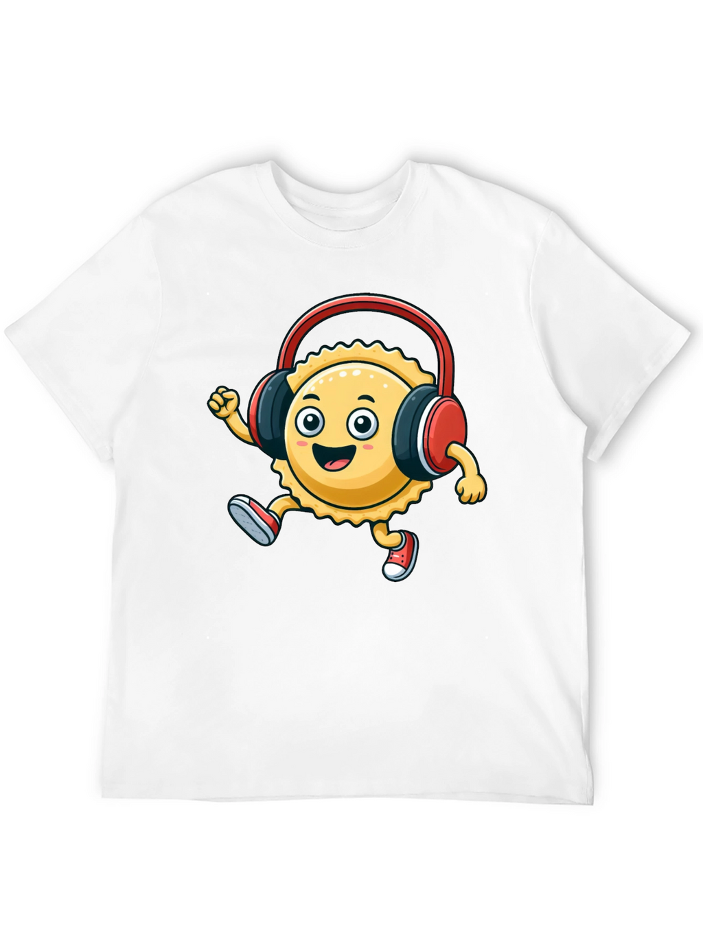 Cartoon Ravioli with Headphones T-Shirt