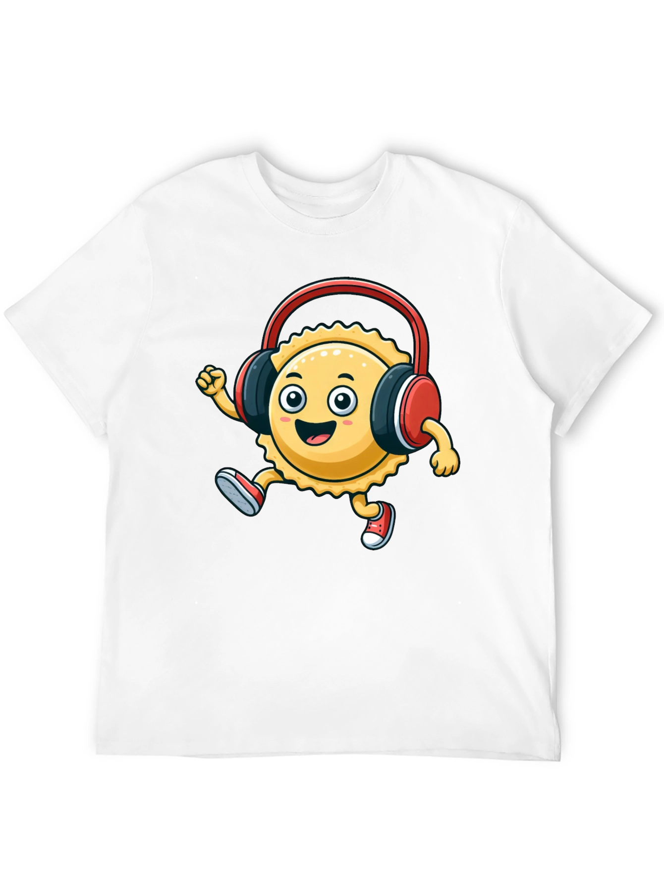 Cartoon Ravioli with Headphones T-Shirt