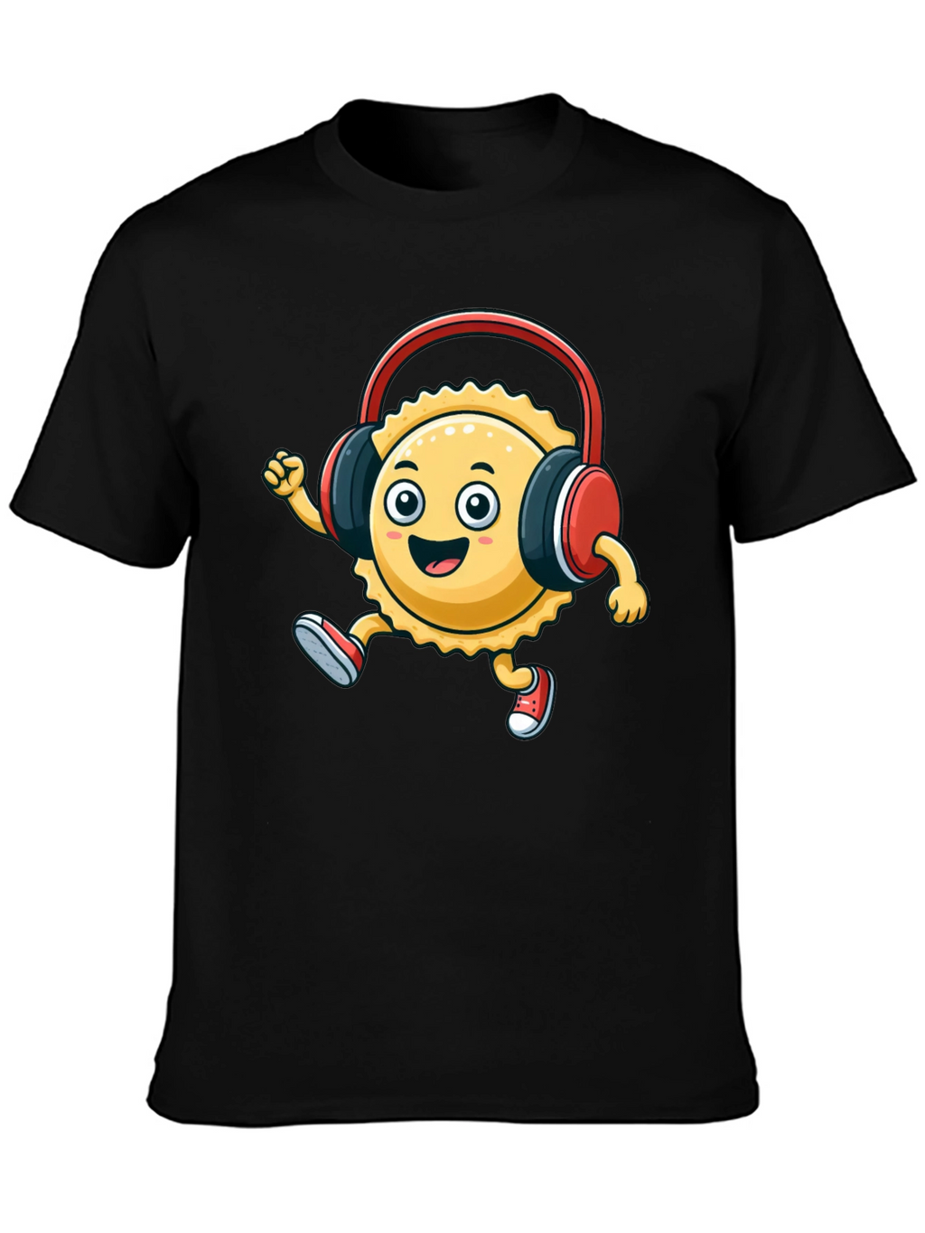 Cartoon Ravioli with Headphones T-Shirt